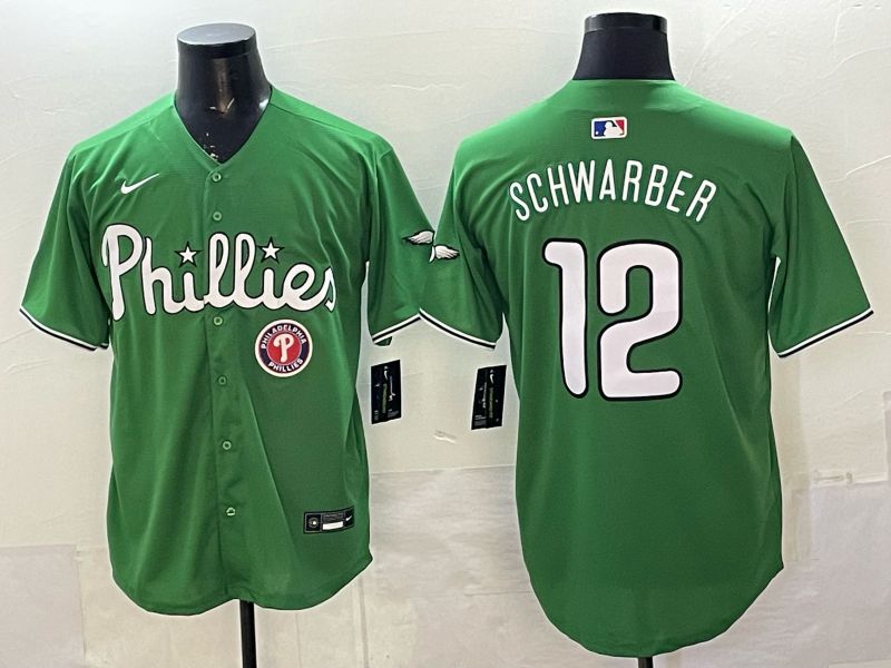 Men 2026 Philadelphia Phillies #12 Schwarber Green Game Nike MLB Jersey style 0021